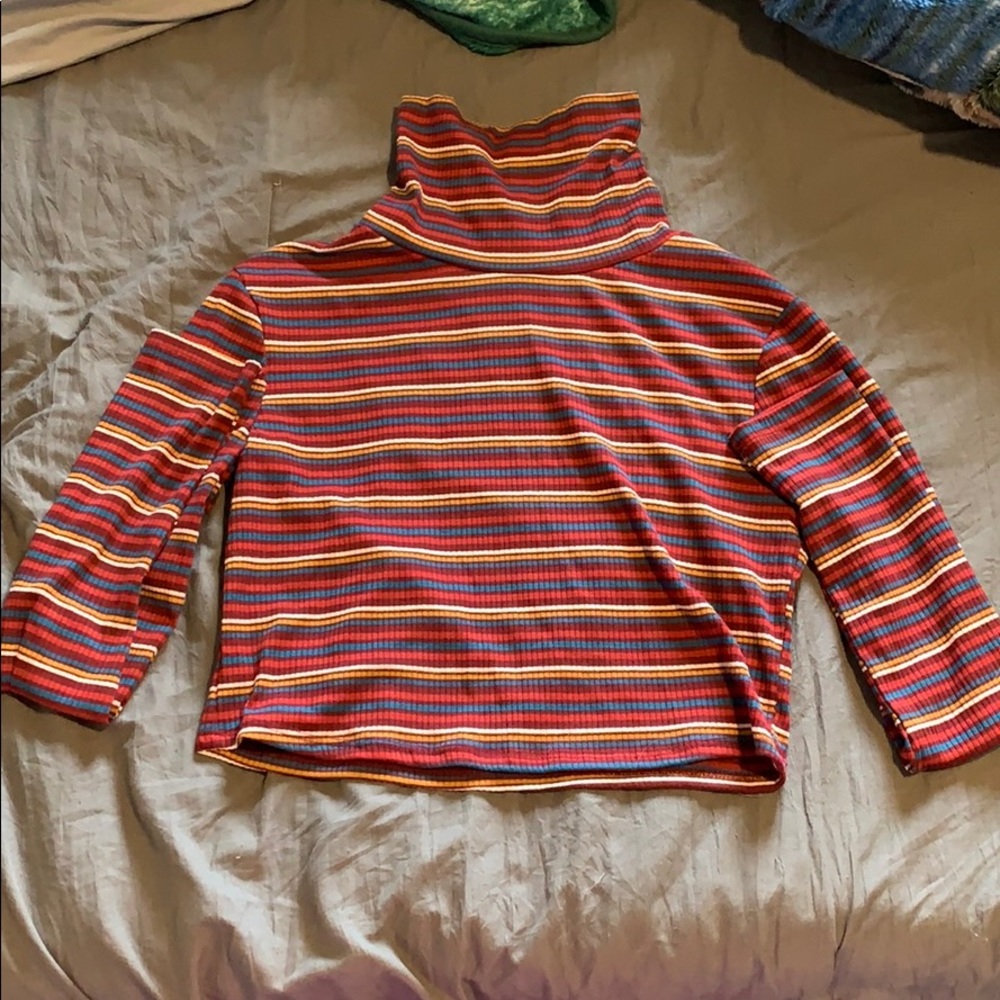 See You Monday Stripped Cropped Long Sleeve XL